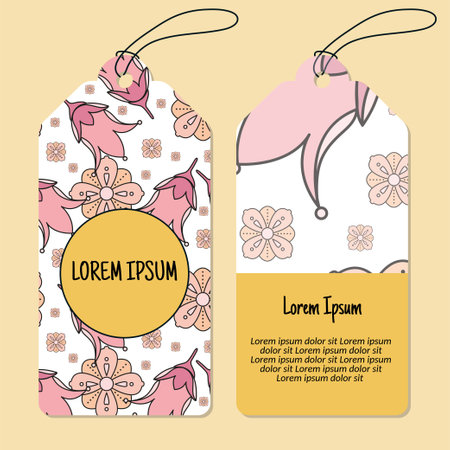 Vector floral vertical round frame pattern tags set. Vertical stripe frame patterns.  Vector illustration. able to resize.のイラスト素材