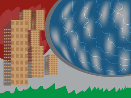 city landscape with trees, home arts illustratorのイラスト素材