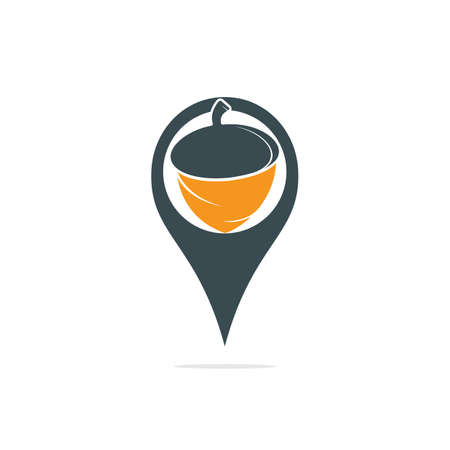 Map pin and acorn logo design. Acorn logo illustration vector template.のイラスト素材