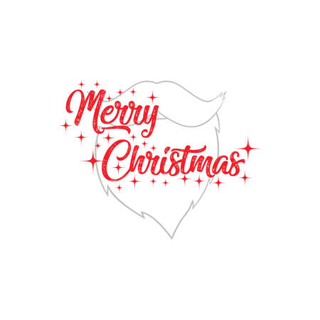 Merry christmas typography greeting card with santa claus white beard and moustache.のイラスト素材