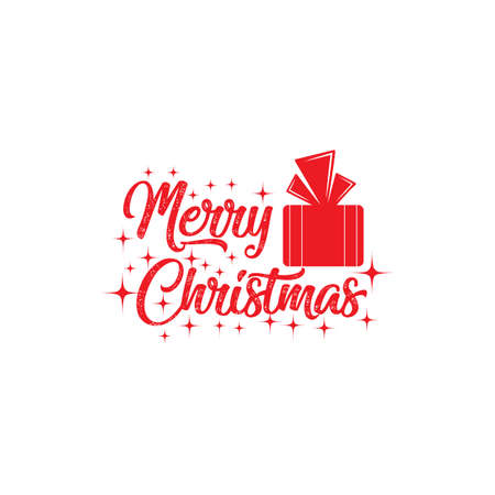 Christmas Typographic With Gift icon. Christmas vector background template.のイラスト素材