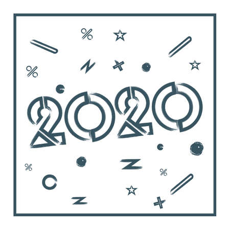 2020 font design. Happy New Year Banner with colorful 2020 Numbers on White Background.のイラスト素材