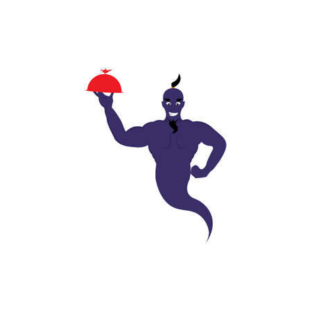 Genie Food Delivery Logo Design. Magic Fantasy genie food delivery concept logo.