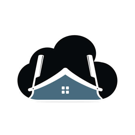 Logo for barbershop, hair salon. Barber Cloud Logo Icon Designのイラスト素材