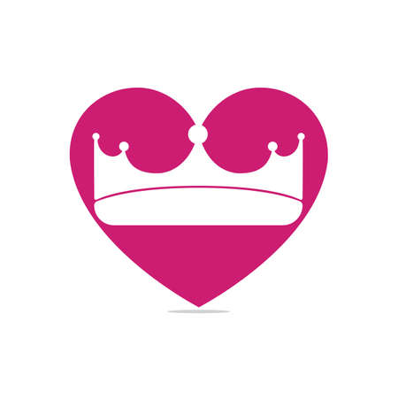 King love logo design. Heart and crown icon vector design.のイラスト素材