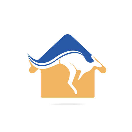 Kangaroo home shape logo design concept. Australian real estate agency or construction company logo design concept.のイラスト素材