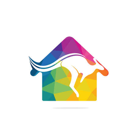 Kangaroo home shape logo design concept. Australian real estate agency or construction company logo design concept.のイラスト素材