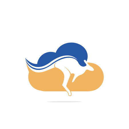 Kangaroo cloud shape logo design concept. Creative kangaroo vector logo design concept.のイラスト素材