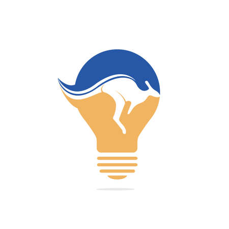 Kangaroo bulb shape logo design concept. Creative kangaroo vector logo design ideas concept.のイラスト素材