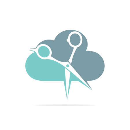 Logo for barbershop, hair salon. Barber Cloud Logo Icon Design.のイラスト素材