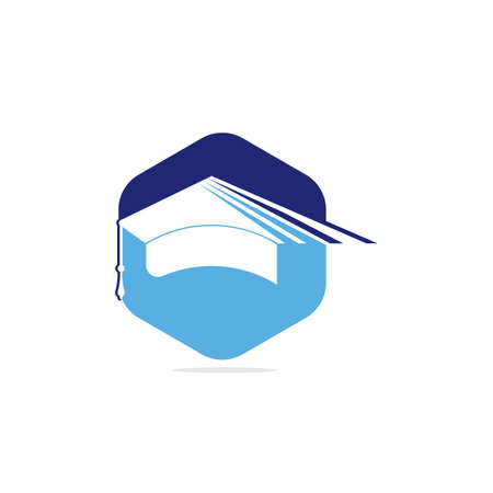 Graduation cap vector logo design. Education logo template. Institutional and educational vector logo design.のイラスト素材