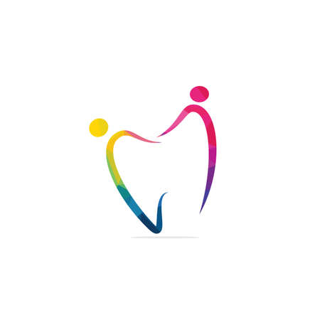 Family dental medical clinic logo design. Abstract human and tooth vector logo design.のイラスト素材