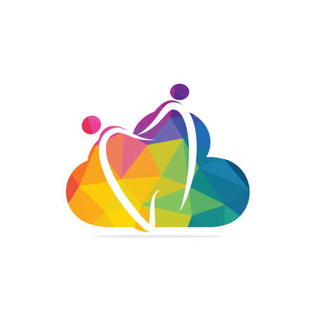 Family dental medical clinic logo design. Abstract human, tooth and cloud vector logo design.のイラスト素材