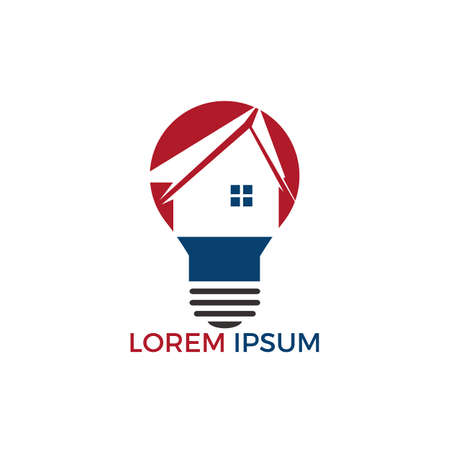 Smart house logo design. Light bulb with house logo. Concept for smart intellectual house.のイラスト素材