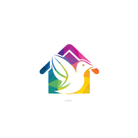 Bird home vector logo design. Bird home shape logo template design vector icon illustrationのイラスト素材