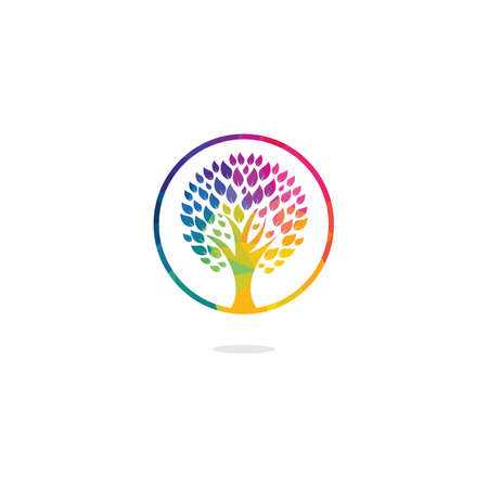 Green tree logo design. Abstract organic element vector design. Ecology Happy life Logotype concept icon.のイラスト素材