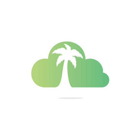 Cloud and Palm Tree Logo Design. Creative simple palm tree vector logo designのイラスト素材