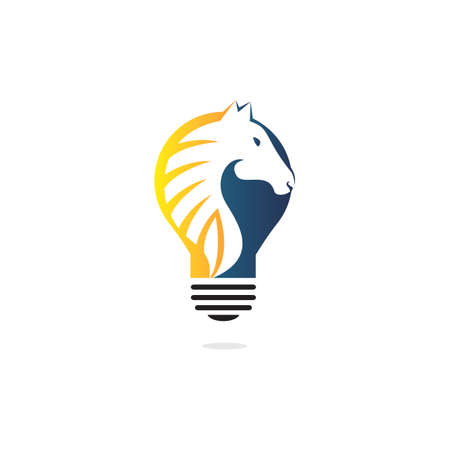 Light bulb and Horse logo design. Wild ideas logo concept.のイラスト素材