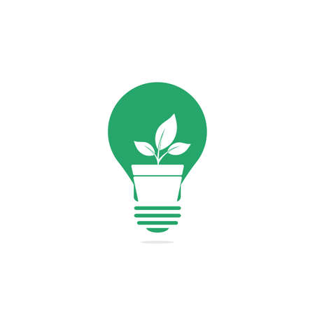 Light bulb and plant in a pot concept logo design. concept icon of education, light bulb, science.のイラスト素材