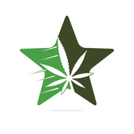 Cannabis leaf and star vector icon and symbol design.  ion.のイラスト素材