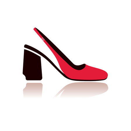 Red high heeled shoe illustration. Red woman tango high heels icon.のイラスト素材