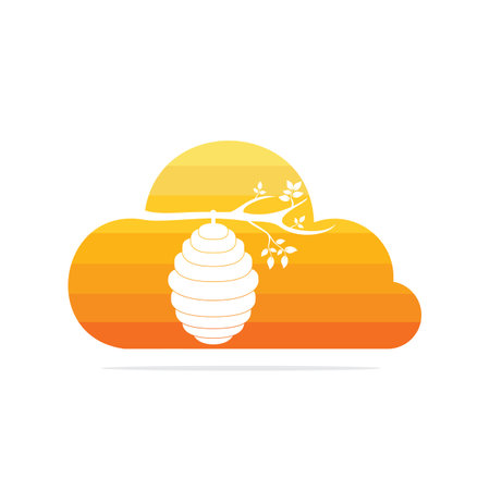 Honeycomb Hive Logo Vector Design. Honey icon flat vector illustration for logo, web, app, UI.のイラスト素材