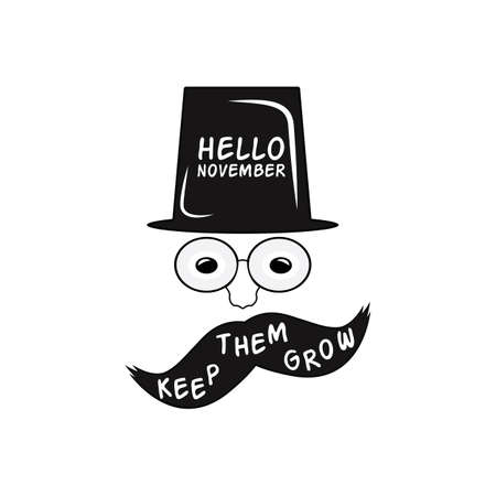 man with cap and mustache vector icon no shave symbol icon grow mustache and beard sign man s health month awarenessのイラスト素材