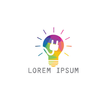 Hand and light bulb logo design. Hand and light bulb vector logo design.のイラスト素材