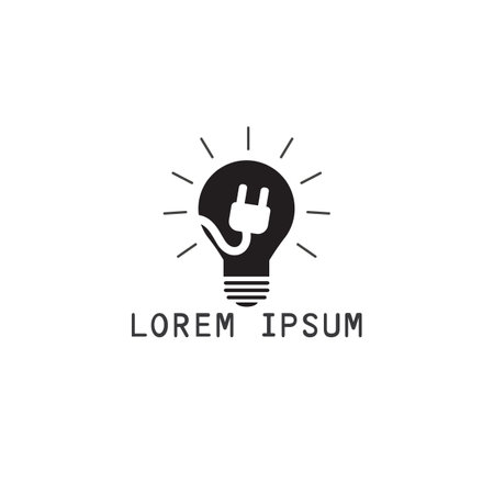 Light bulb with plug icon logo design vector template. Creative idea symbol.のイラスト素材