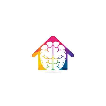 Creative brain house symbol or icon design. Think idea concept. Brainstorm power thinking brain icon.のイラスト素材