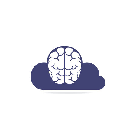 Cloud brain design vector icon. Database and computing concept.のイラスト素材