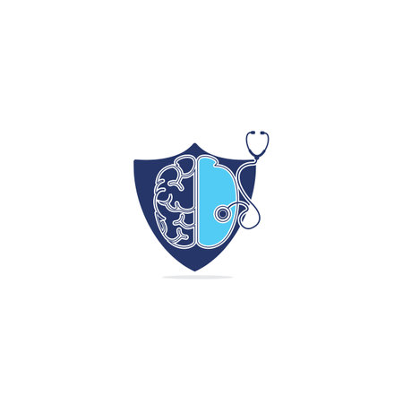 Brain and stethoscope vector symbol or icon design.のイラスト素材