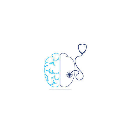 Brain and stethoscope vector symbol or icon design.のイラスト素材