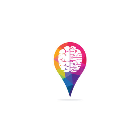 Brain with location pin symbol or icon design.のイラスト素材