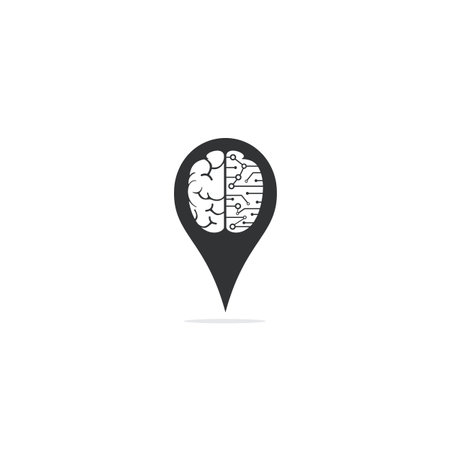 Brain with location pin symbol or icon design.のイラスト素材