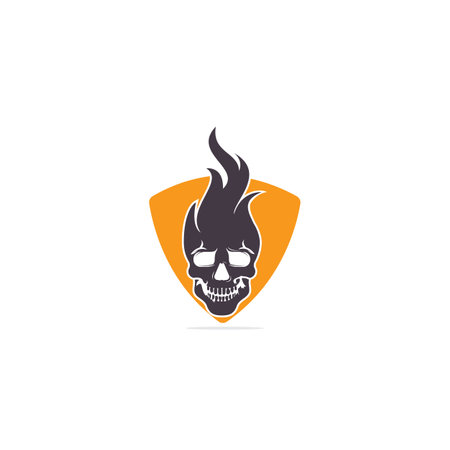 Skull with flames vector symbol or icon design.のイラスト素材