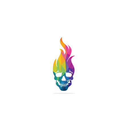 Skull with flames vector symbol or icon design.のイラスト素材