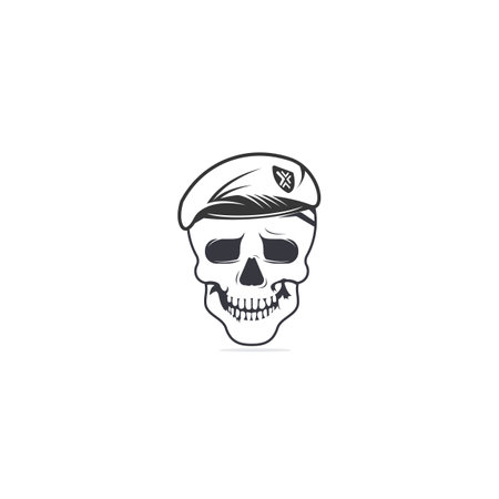 Skull in soldier helmet vector symbol or icon design.のイラスト素材