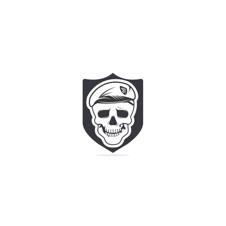 Skull in soldier helmet vector symbol or icon design.のイラスト素材