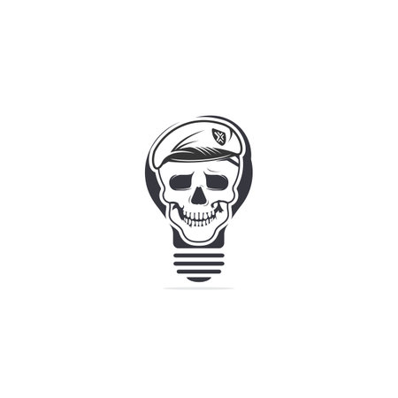 Bulb and Skull Army Vector symbol or icon Design.のイラスト素材
