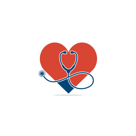 Stethoscope with heart medical vector symbol or icon design.のイラスト素材
