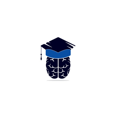 Brain and graduation cap icon design. Educational and institutional symbol or icon design.のイラスト素材