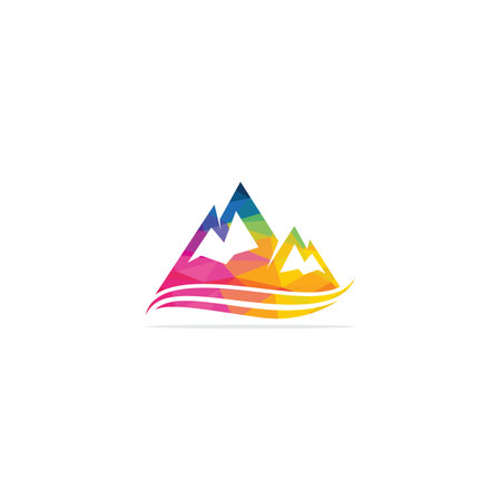 Mountain   vector illustrations with water wave element.のイラスト素材