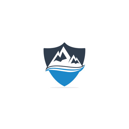 Mountain   vector illustrations with water wave element.のイラスト素材