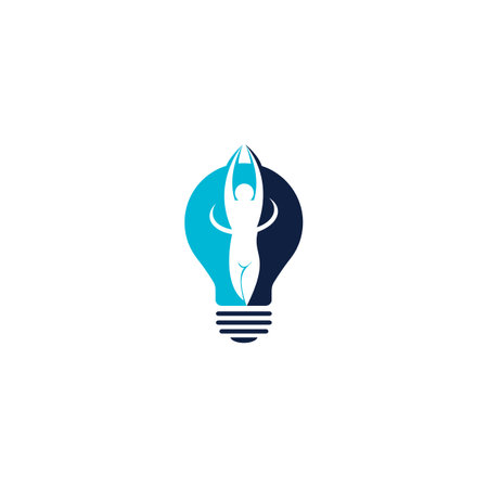 Abstract colorful people inside the bulb vector icon. Yoga ideas   concept.のイラスト素材
