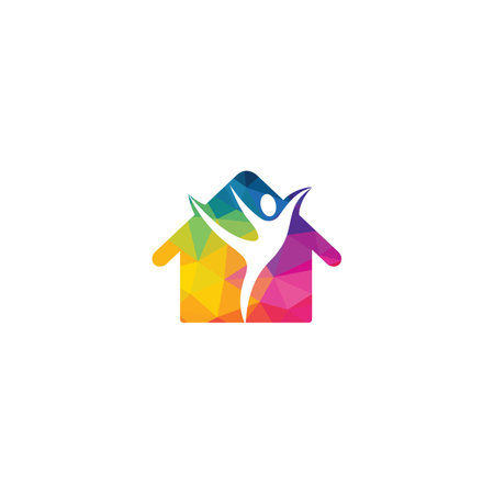 Human with house logo design vector template.のイラスト素材