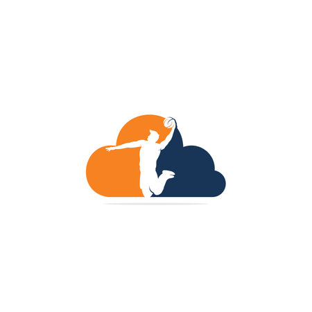 Basketball Sport cloud shape vector logo design. Basketball player slam dunk design vector.のイラスト素材
