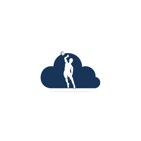 Volleyball player cloud shape vector logo design.のイラスト素材