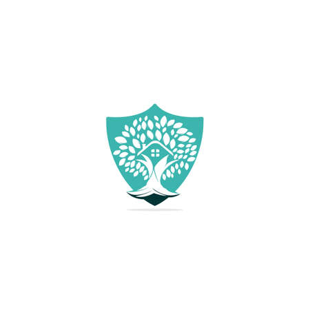 Tree house logo design. Eco House vector design template.のイラスト素材