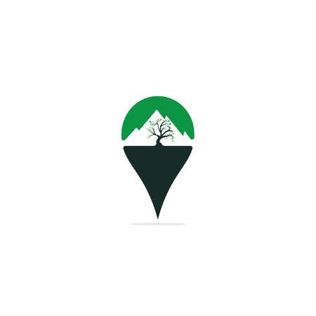 GPS landscape vector logo design. Navigation vector logo. Travel vector logo.のイラスト素材
